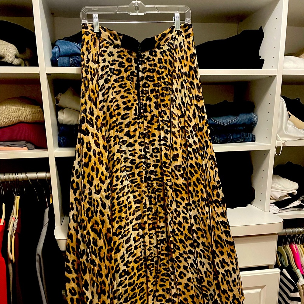 Alice + Olivia Katz Metallic pleated leopard skirt